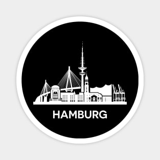 Hamburg City Skyline, extended version, white Magnet